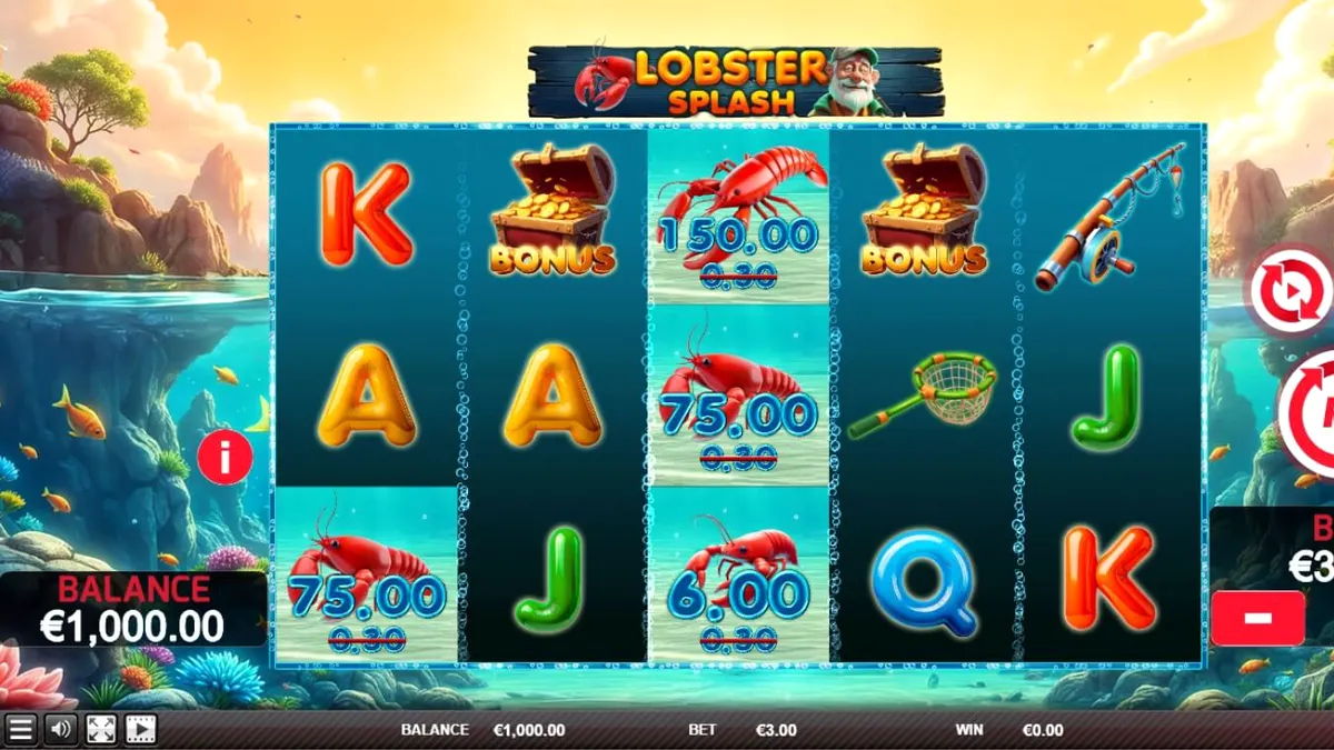 Tampilan visual slot Lobster Splash dengan tema bawah laut